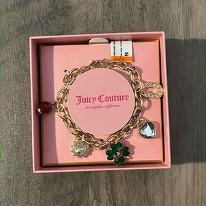 Juicy Couture St Patrick’s Day Good Luck Gold Charm Bracelet Shamrock Charms